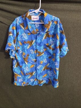 Blue Hawaiian Surf Print Short Sleeve Shirt